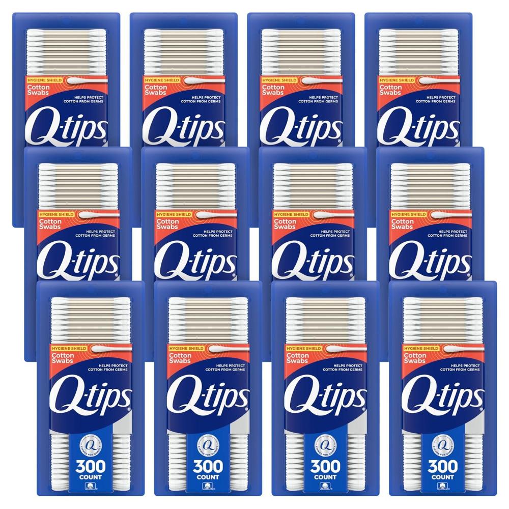 imageQTips Antimicrobial Swabs for Cleaning are Made with 100 Percent Cotton 300 Count Pack of 12