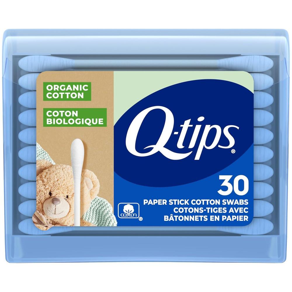 imageQTips Organic Cotton Swabs Travel Size Toiletries for Baby Beauty and First Aid 100 Organic Cotton 30 CountTravel Size