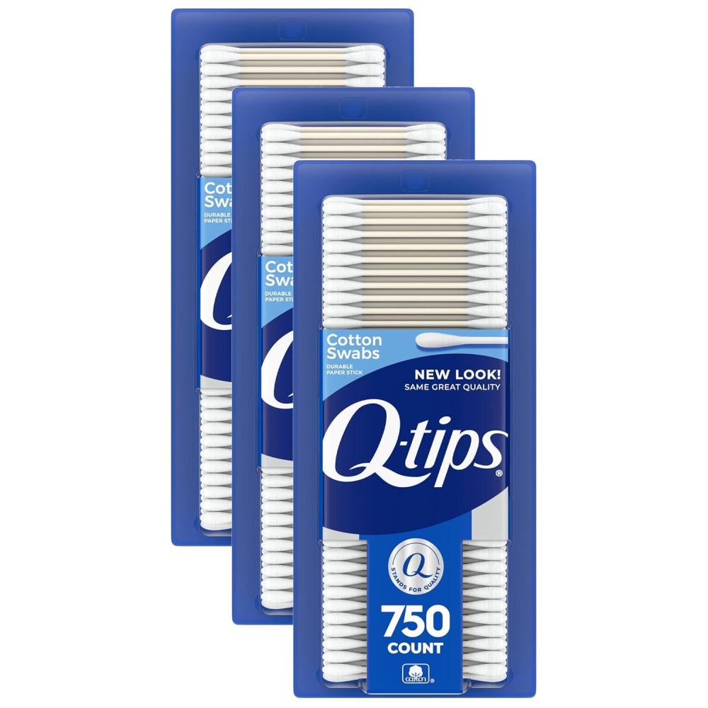 imageQtips Cotton Swabs For Hygiene and Beauty Care Original Cotton Swab Made With 100 Cotton 750 Count750 Count Pack of 3