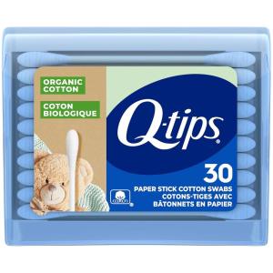 Q-Tips Organic Cotton Swabs Travel Size Toiletries, for Baby, Beauty and First Aid, 100% Organic Cotton, 30 Count​(Travel Size)