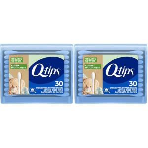 Q-Tips Organic Cotton Swabs Travel Size Toiletries, for Baby, Beauty and First Aid, 100% Organic Cotton, 30 Count​(Travel Size (Pack of 2))