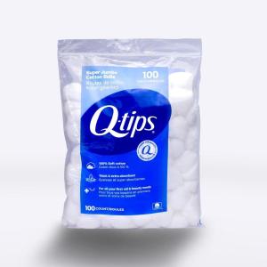 Q-Tips Super Jumbo Cotton Balls for Beauty, First Aid and Baby Care, 100% Thick Cotton, 100 Count(100 Count)