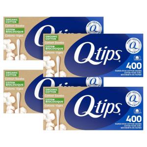 Q-tips Cotton Swabs Organic Swab Ultimate Home and Beauty Tool Made from Organic Cotton, 400 Count (4 Pack) 1600 total swabs