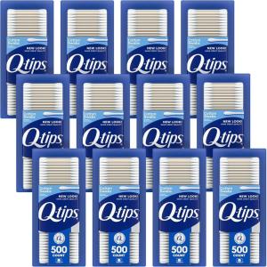 Q-tips Cotton Swabs for Hygiene and Beauty Care Original Cotton Swab Made with 100% Cotton 500 Count, Pack of 12
