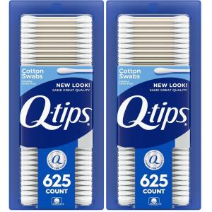 Q-tips Cotton Swabs for Hygiene and Beauty Care Original Cotton Swab Made with 100% Cotton 625 Count, White (Pack of 2)(625 Count (Pack of 2))